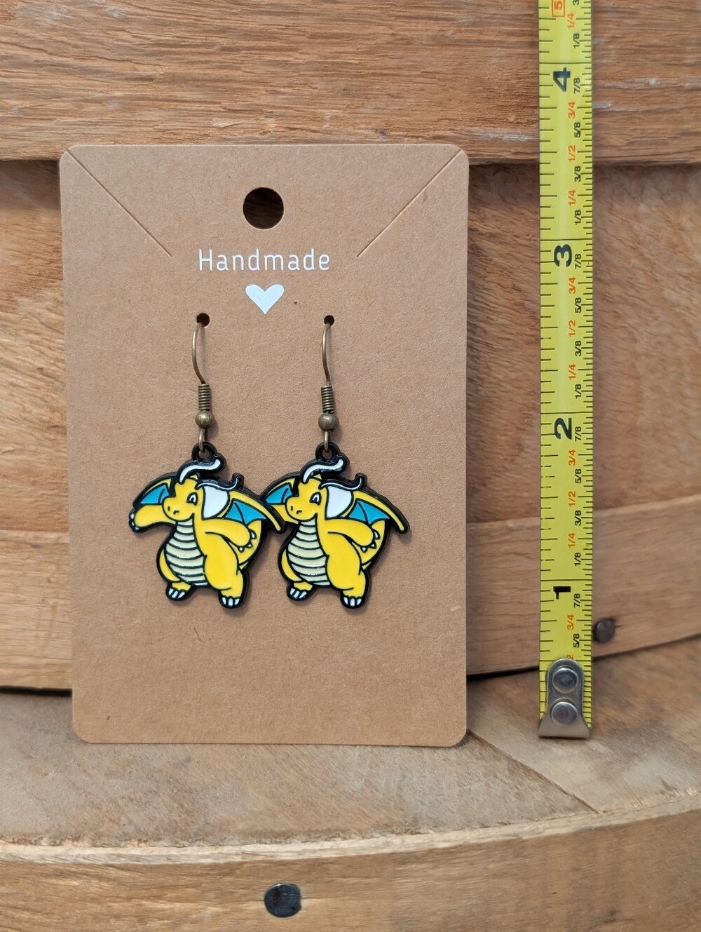 Anime Pokemon Dragonite Enamel Metal Earrings NEW